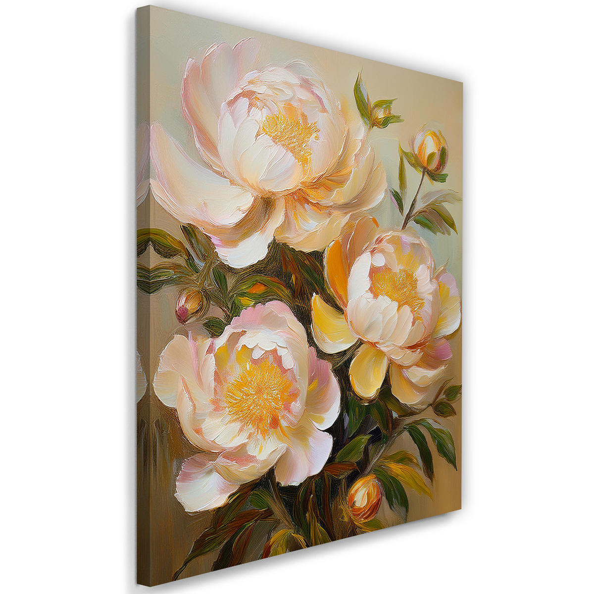 WANDBILD pfingstrose gemalte blume natur - Pink, Textil (40/60cm) - Feeby