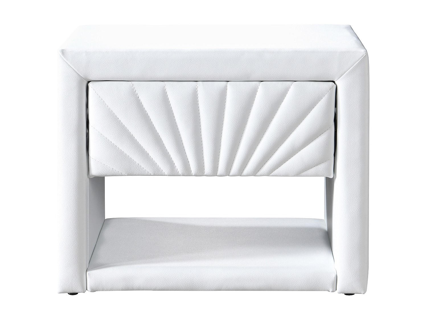 NACHTTISCH - 50 cmcm x 35 cmcm - Kunstleder - Weiß - ULAMI - Weiß Hochglanz, Leder (50/41/35cm) - Vente-Unique