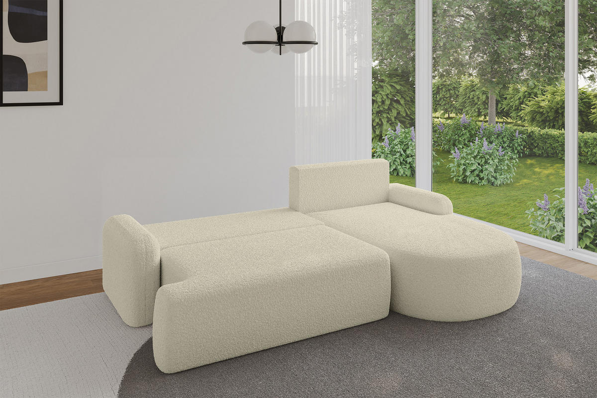 ECKSOFA mit Schlaffunktion und Bettkasten LIRA-L - 264x172x89 Beige - Beige, Holzwerkstoff/Textil (172/264cm) - ALTDECOR