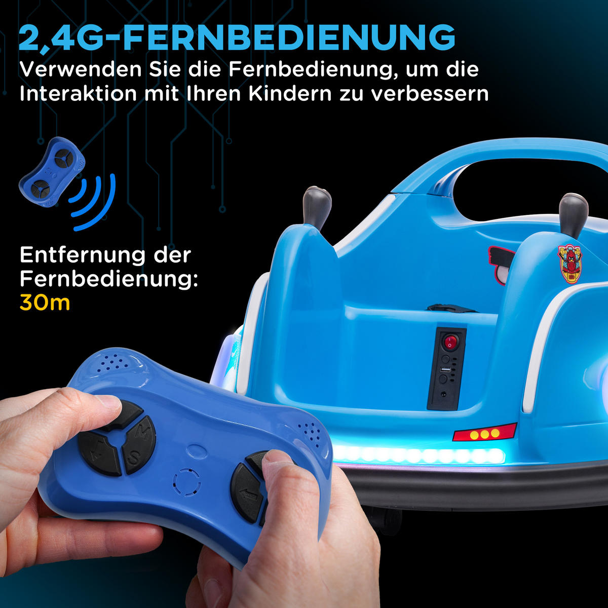 KINDER AUTOSCOOTER, Kunststoff, Metall, Blau - Blau, Kunststoff (73/73/44cm) - AIYAPLAY