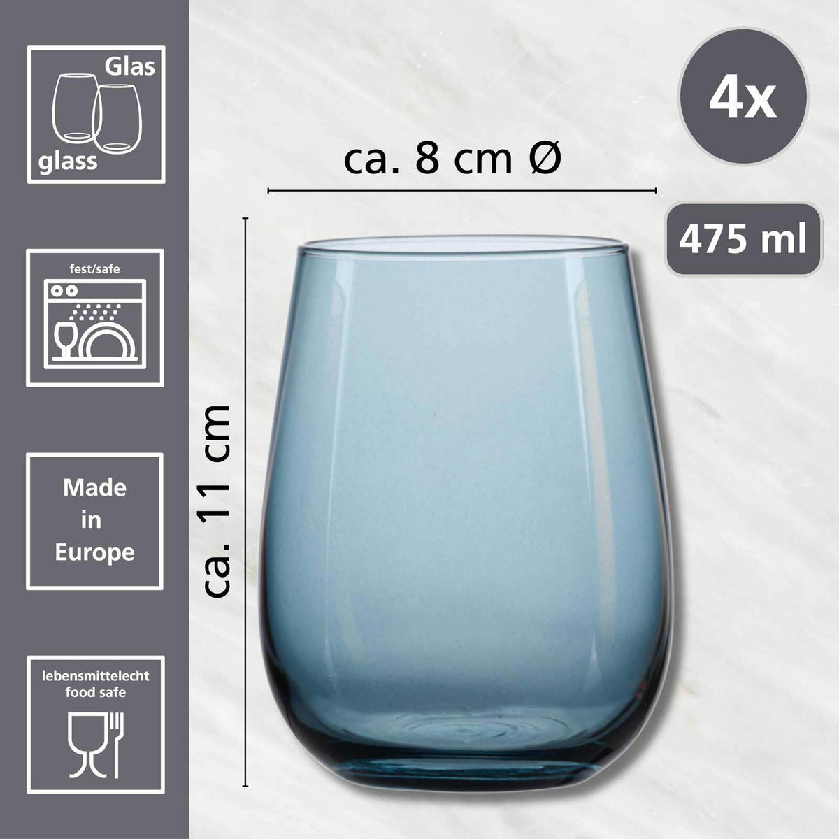 TRINKGLÄSER Palermo bunt 475 ml 4er Set - Multicolor, Glas - Ritzenhoff Breker