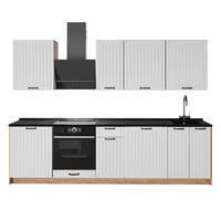 KÜCHENZEILE Fame-Line, Weiß Landhaus/Goldkraft Eiche, 280 cm, AP Anthrazit - Honigeiche/Weiß, Holzwerkstoff (280/206.8/60cm) - Vicco