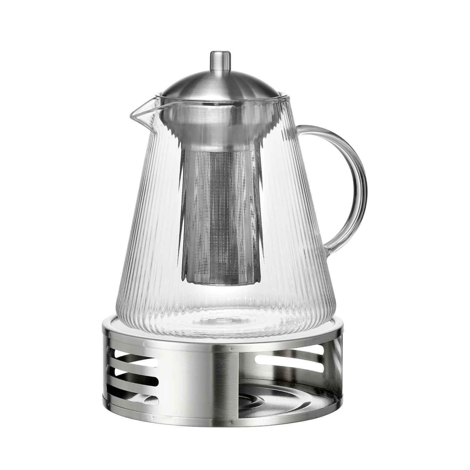 TEEKANNE MIT SIEB & STÖVCHEN Jive transparent 1,5 l - Transparent, Glas/Metall (1.5L) - Ritzenhoff Breker