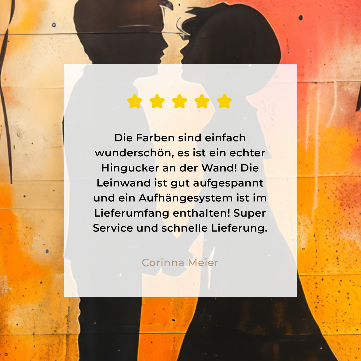 LEINWANDBILD Straßenkunst - Liebe - Graffiti - Kunst - Banksy 60x80 cm - Orange, Textil (60/80cm) - MuchoWow