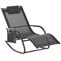 SCHAUKELSTUHL, Metall, Mesh, Schwarz+Hellgrau, 150 x 62 x 88 cm - Schwarz, Metall (62/88/150cm) - Outsunny