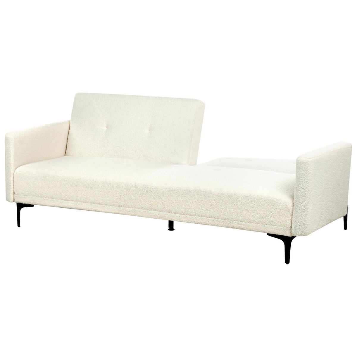 3-SITZER-SCHLAFSOFA Bouclé cremeweiß/schwarz Lucan - Schwarz/Weiß, Textil (191/75/91cm) - Beliani