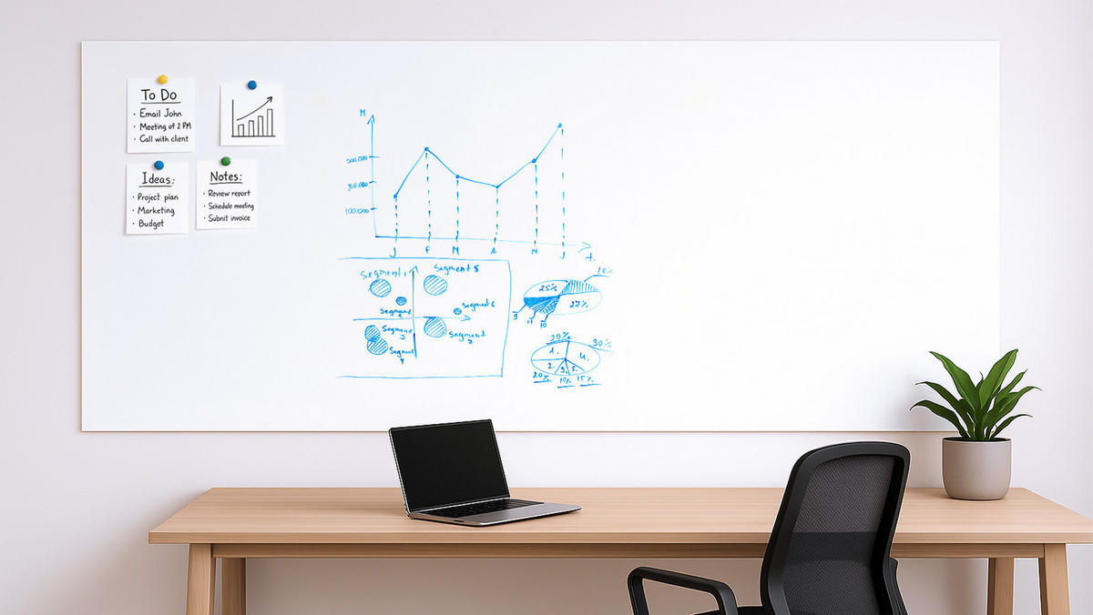 MAGNETPLATTE rahmenloses SLIMboard - Magnetisches trocken abwischbares Whiteboard 240x120 cm - Weiß, Metall (240/120/0.3cm) - ALLboards