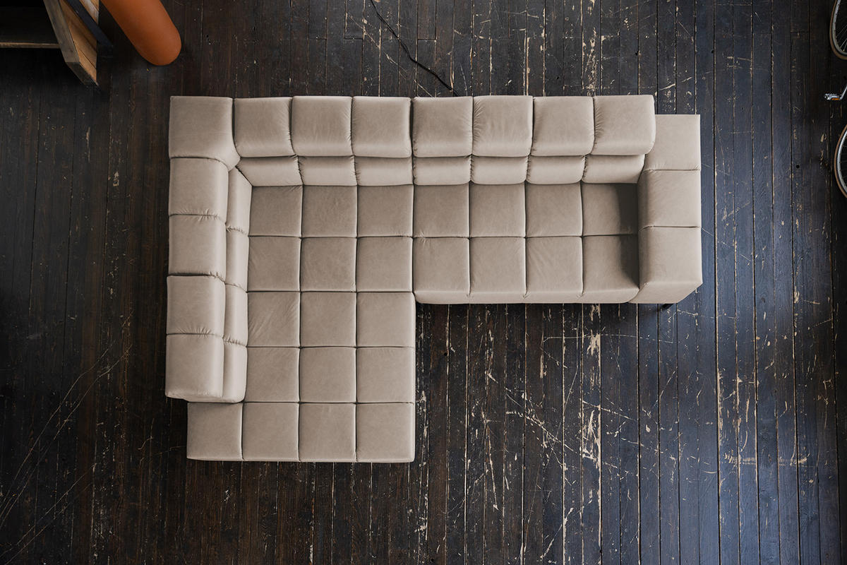 ECKSOFA NELSON Grau Leder - Schwarz/Grau, Leder/Metall (321/216cm) - KAWOLA