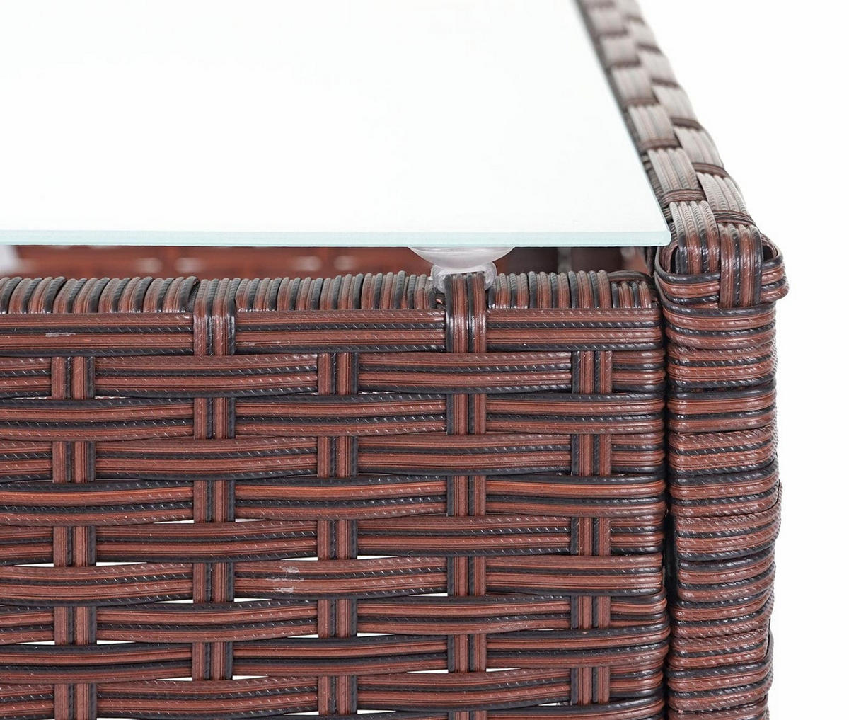 GARTEN-GARNITUR Polyrattan Braun-Meliert Kissen Creme - Braun, Metall - PROREGAL