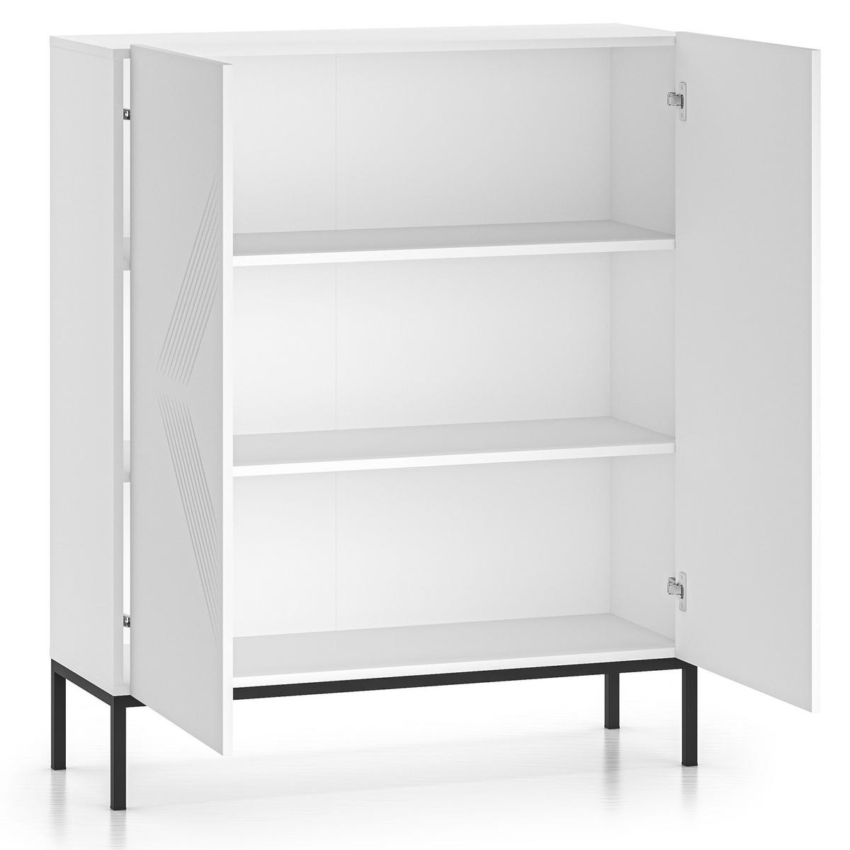 KOMMODE NEBRO,Weiß/Schwarz - Schwarz/Weiß, Holzwerkstoff (100/120/37cm) - KONSIMO®