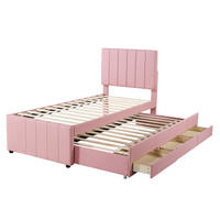 POLSTERBETT 90x200 cm Rosa mit Ausziehbett, 3 Schubladen und verstellbarem Kopfteil - Rosa, Textil (90/200cm) - IVMEU