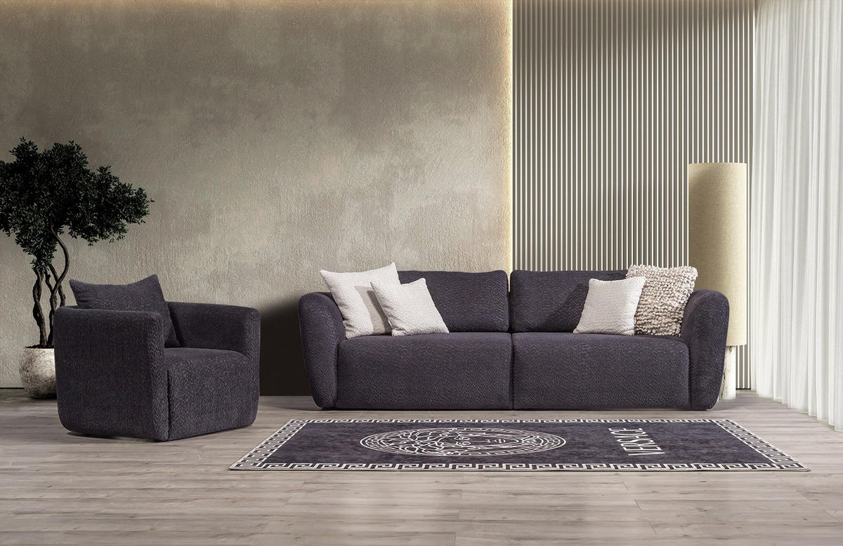 SITZGARNITUR Energy Grau-Seidengrau Stellvariante:2+1 - Braun, Holz (210/93/100cm) - Villa Möbel