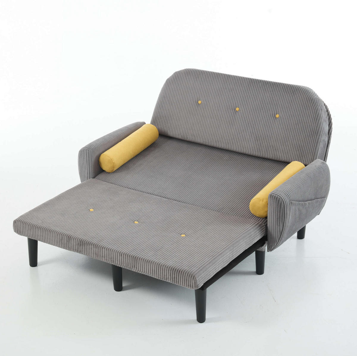 SOFA verstellbar Grau mit Stauraum und 2 Kissen - Grau, Kunststoff (77/85/133.5cm) - Meubliv