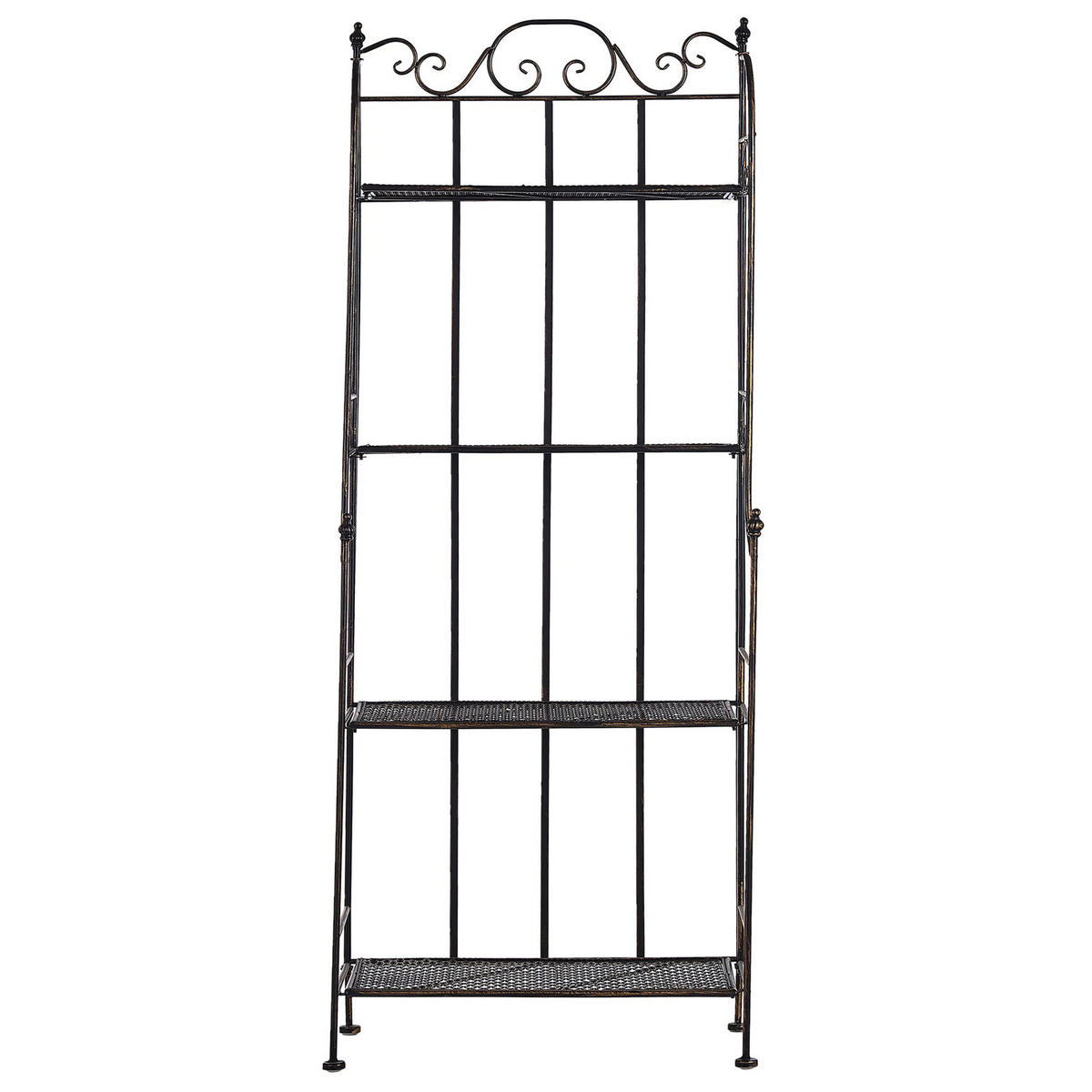 GARTENREGAL schwarz Metall 4 Ablageflächen klappbar Isernia - Goldfarben/Schwarz, Metall (61/155/29cm) - Beliani