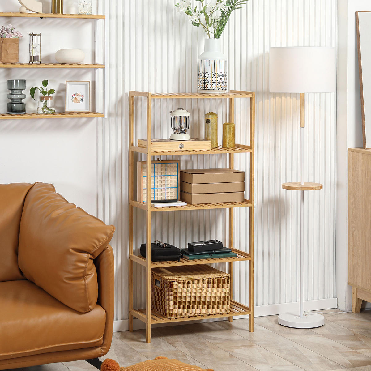 BADREGAL DE-15517 60/26/130 cm, 5-stufig Naturholz - Naturfarben, Naturmaterialien (26/130/60cm) - ComfortXL