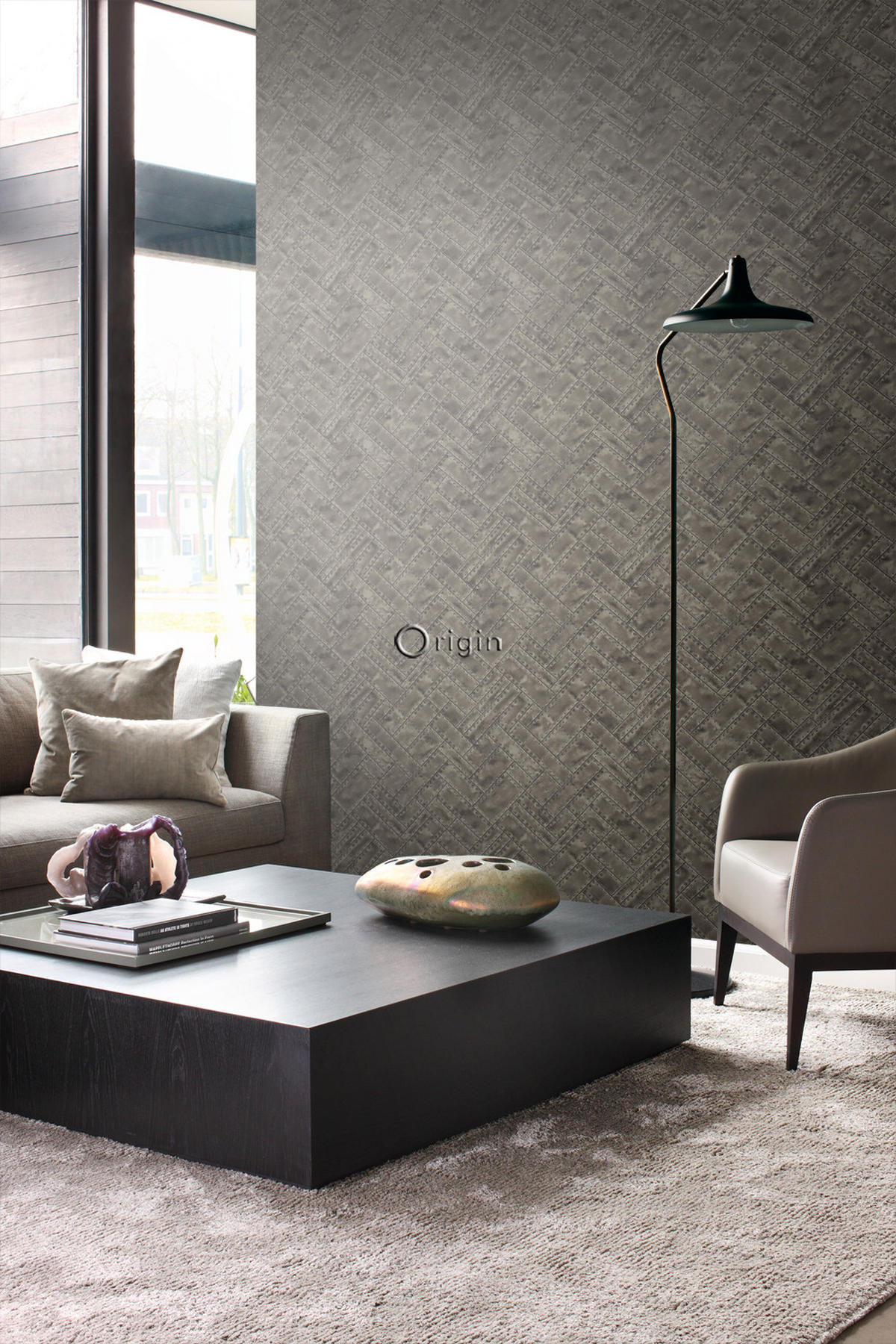 TAPETE Metallplatten 53 cm x 10.05 m - Braun, Papier (53/1000cm) - Origin Wallcoverings