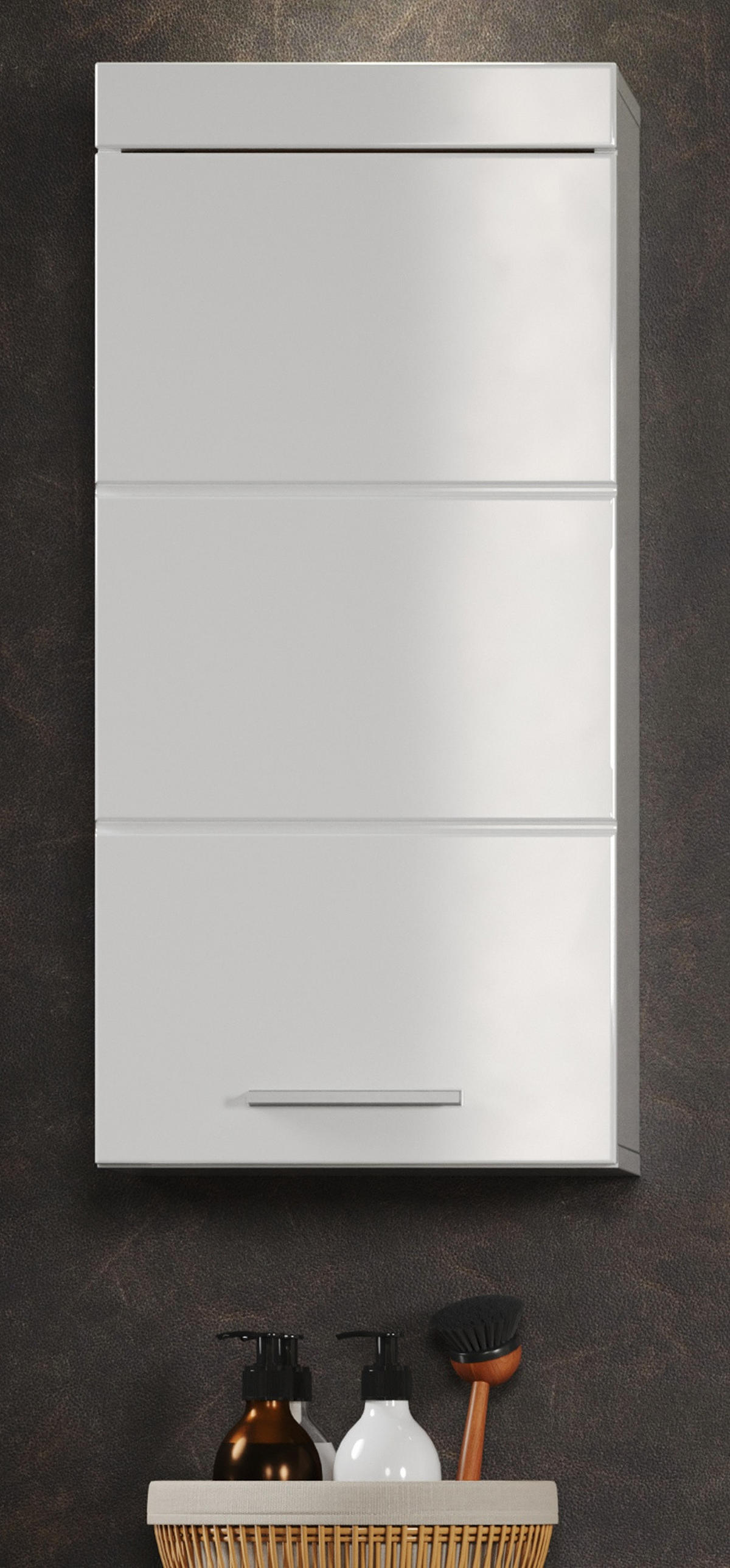 HÄNGESCHRANK weiß Hochglanz 37 x 77 cm, Badschrank hängend - Weiß, Holzwerkstoff/Kunststoff (37/77/23cm) - Top.Furn