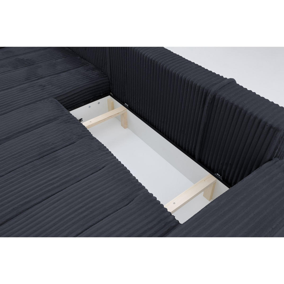 ECKSOFA PIANO L Links mit Schlaffunktion 137x234 Cord Schwarz - Silberfarben/Schwarz, Holz/Textil (278/178cm) - Muffo