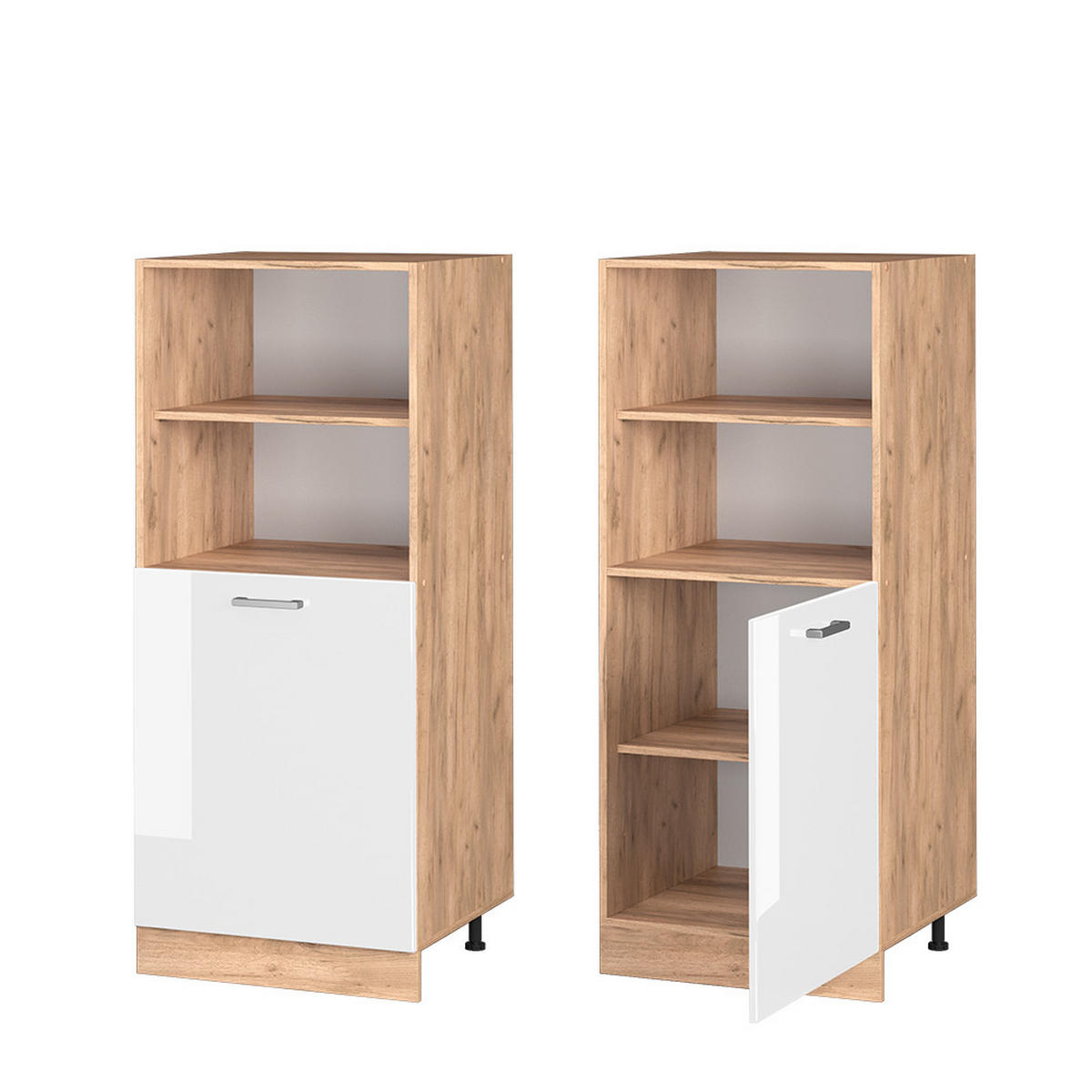 HERDUMBAUSCHRANK R-Line Weiß Hochglanz 60 cm - Honigeiche/Weiß Hochglanz, Holzwerkstoff (60/143/57cm) - Vicco