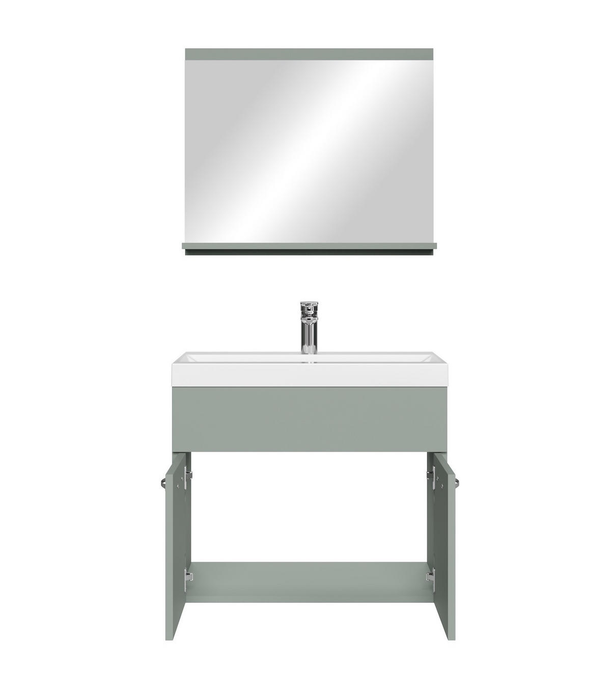 BADMÖBEL-SET Montreal 3 Teile Grün Matt - 60 x 35 x 51 cm - Grün, Holz (60/51/35cm) - Badplaats