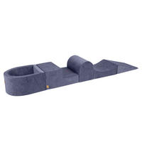 BÄLLEBAD klein mit Schaumstoff Bausteinen für Kinder, Samt, Graublau - Blaugrau, Textil (250/45/30cm) - MeowBaby