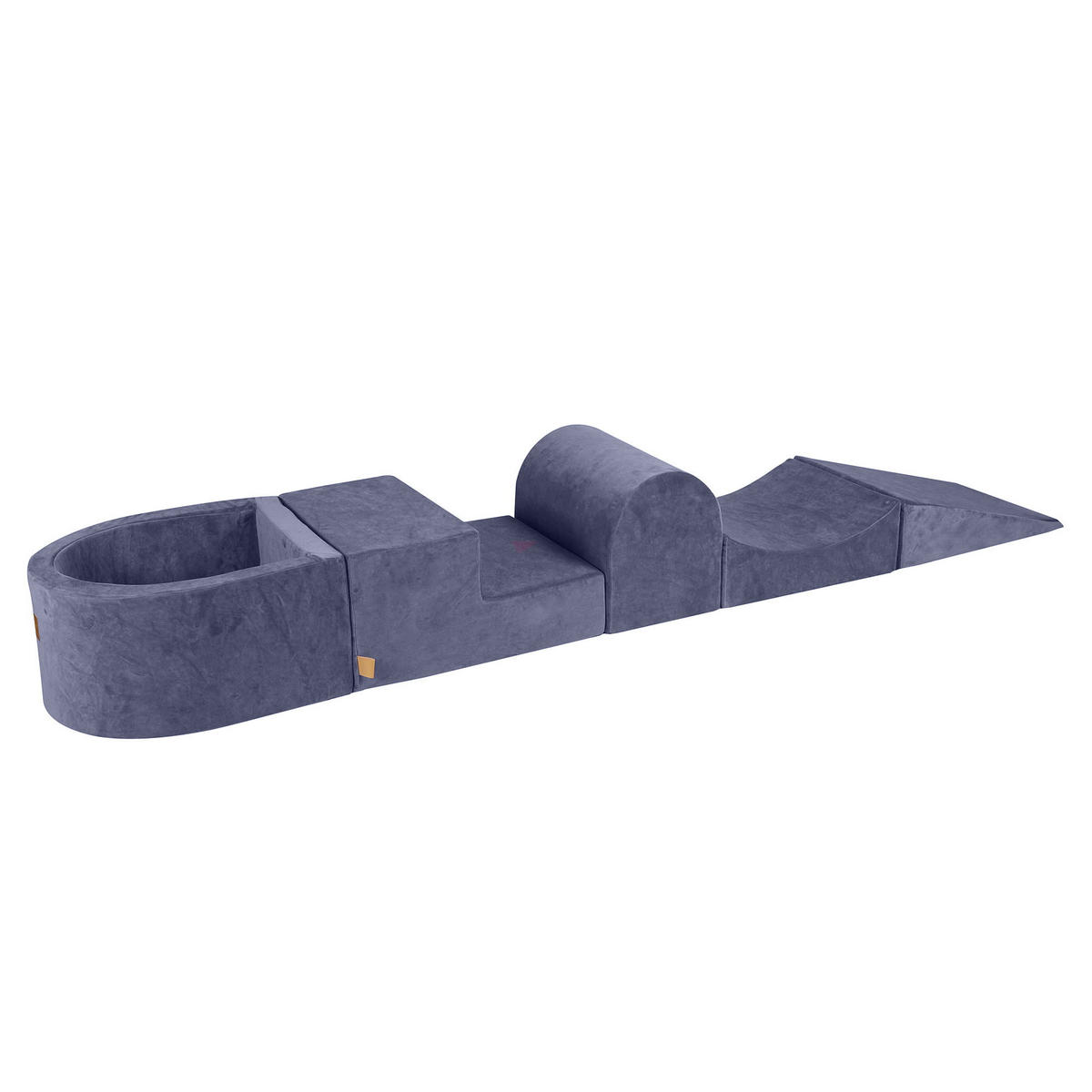 BÄLLEBAD klein mit Schaumstoff Bausteinen für Kinder, Samt, Graublau - Blaugrau, Textil (250/45/30cm) - MeowBaby