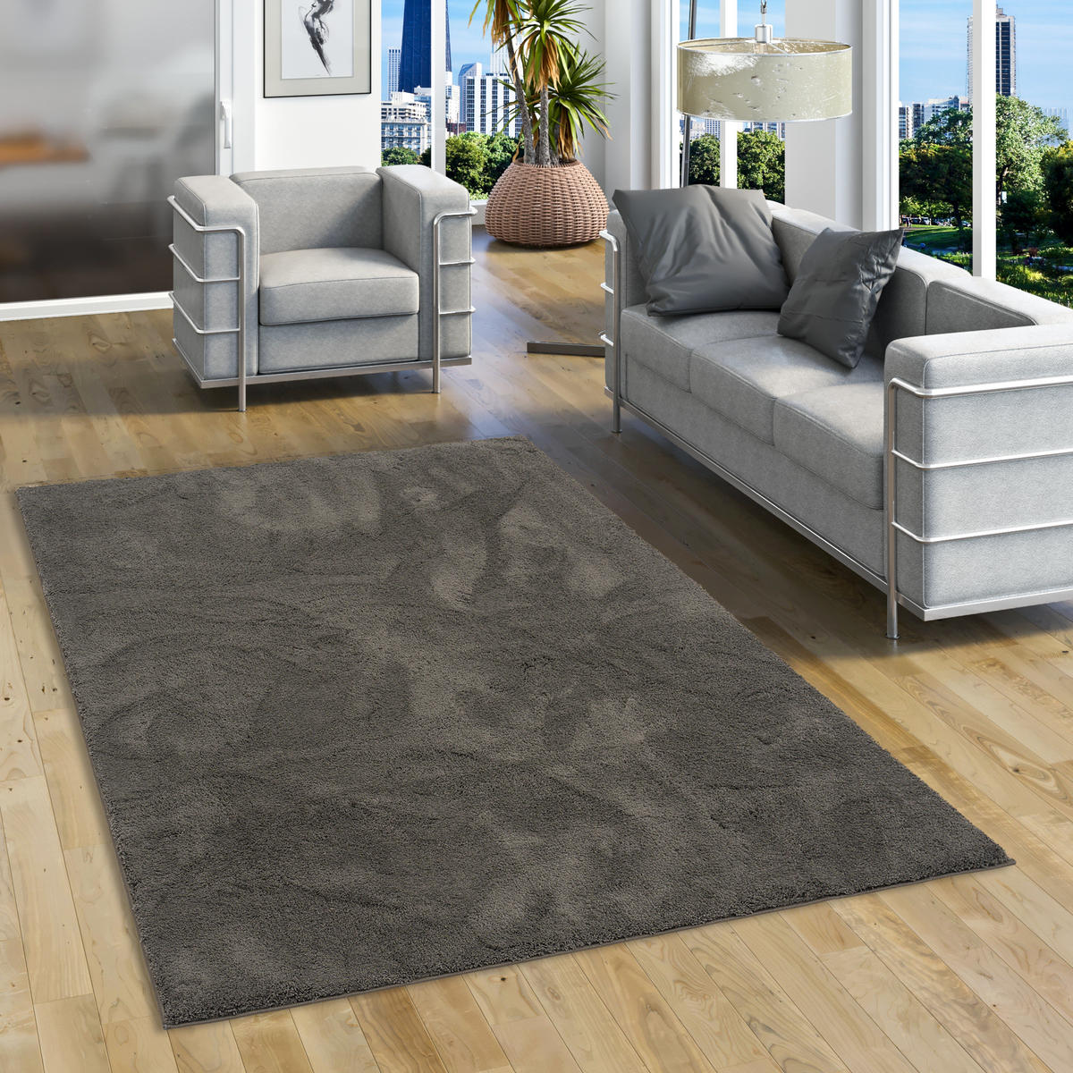 HOCHFLOR LANGFLOR SUPER SOFT TEPPICH SILKY - Anthrazit, Textil (200/290cm) - Pergamon