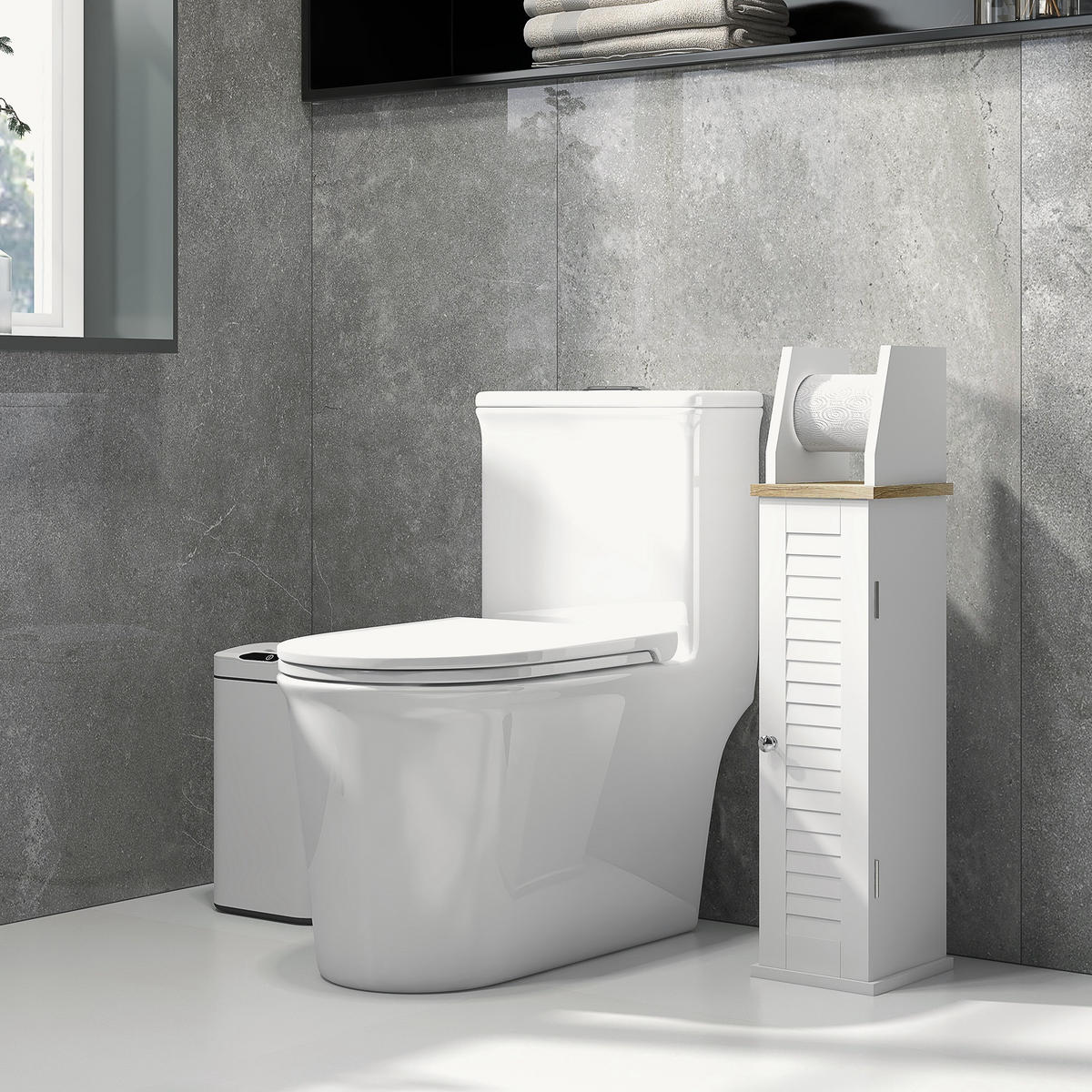 TOILETTENPAPIERHALTER DE-12387 mit schrank 18/20/80 cm Weiß - Weiß, Holzwerkstoff (20/80/18cm) - ComfortXL