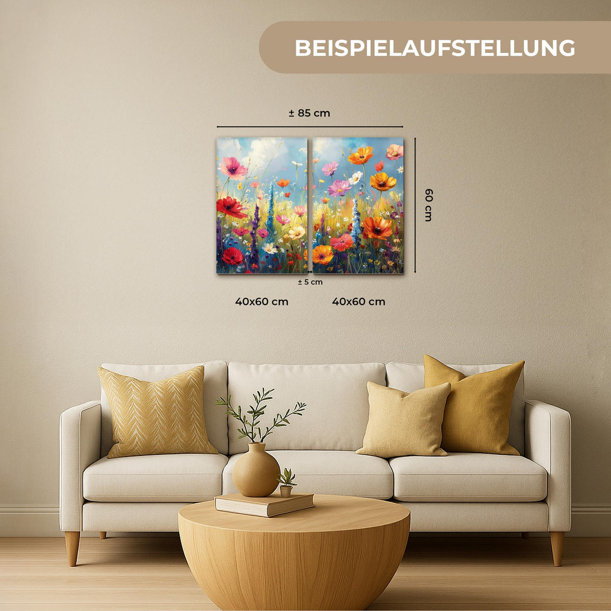 OBRAZ NA PLÁTNĚ 2dílná sada Květiny - Jaro - Barevné - Letní 80x60 cm - pomerančová, textil (80/60cm) - MuchoWow