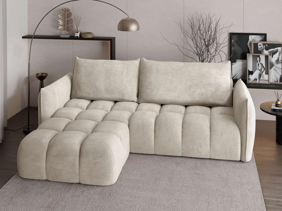ECKSOFA Marsala, Seite: Links - Beige/Schwarz, Holz/Kunststoff (245/167cm) - MIRJAN24