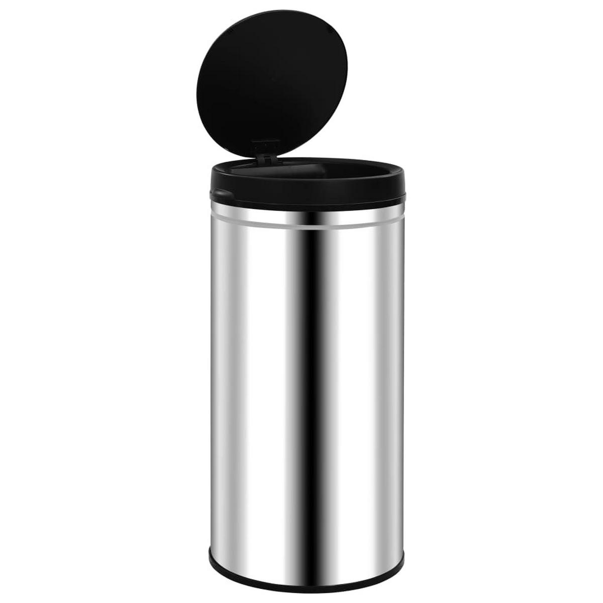 MÜLLEIMER mit Sensor 70L Edelstahl Abfalleimer Automatik - Silberfarben, Metall (36/76/36cm) - DELUKE
