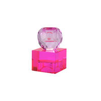 KERZENHALTER Sari Kugel Cube, Glas, Hellila / Pink, H 8 cm - Lila, Glas (6/9/6cm) - Gift Company
