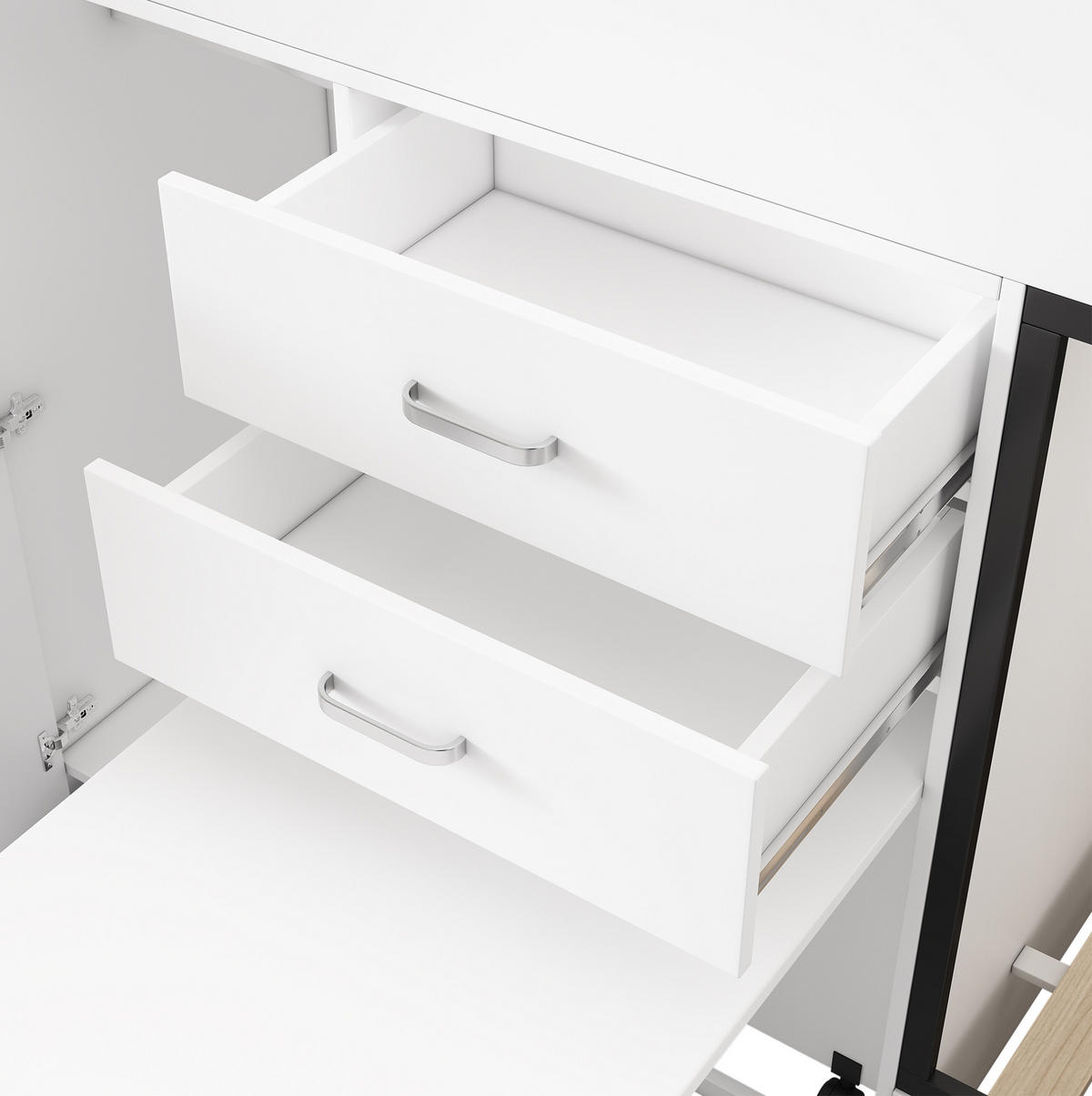 ETAGENBETT aus MDF 90x200 cm in Weiß mit Schreibtisch & Stauraum - Weiß, Holzwerkstoff (90/200cm) - Modfu