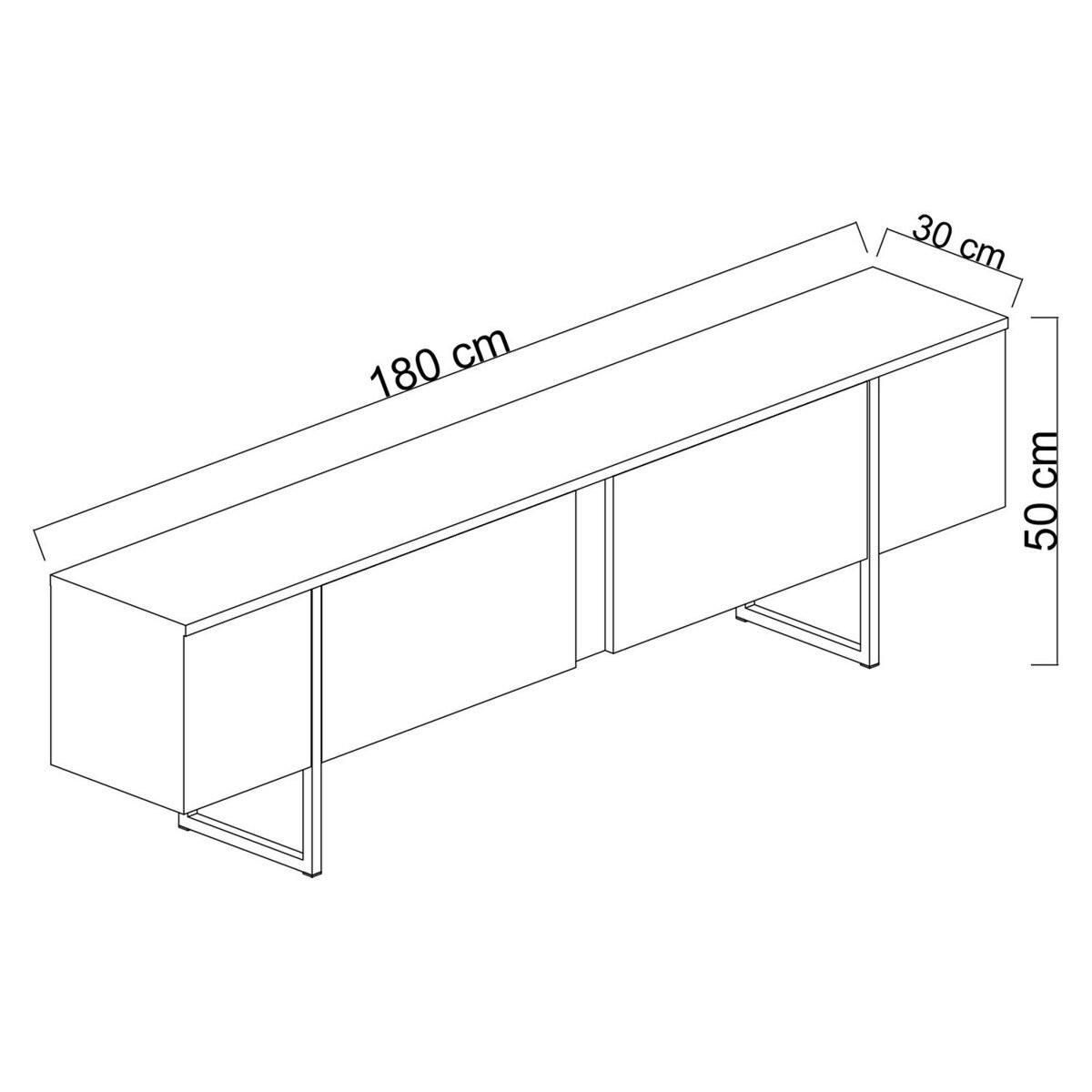 TV-MÖBEL mit 2 Klapptüren Luxe 180/30/50 cm - Anthrazit, Holzwerkstoff (180/50/30cm) - Calicosy