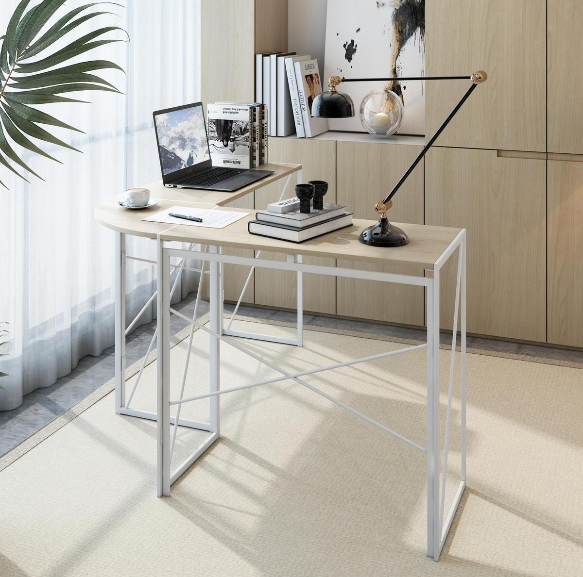 ECKSCHREIBTISCH in L-Form Metall und Holz Wood - Birnbaumfarben, Metall (118/118/74.5cm) - Meubliv
