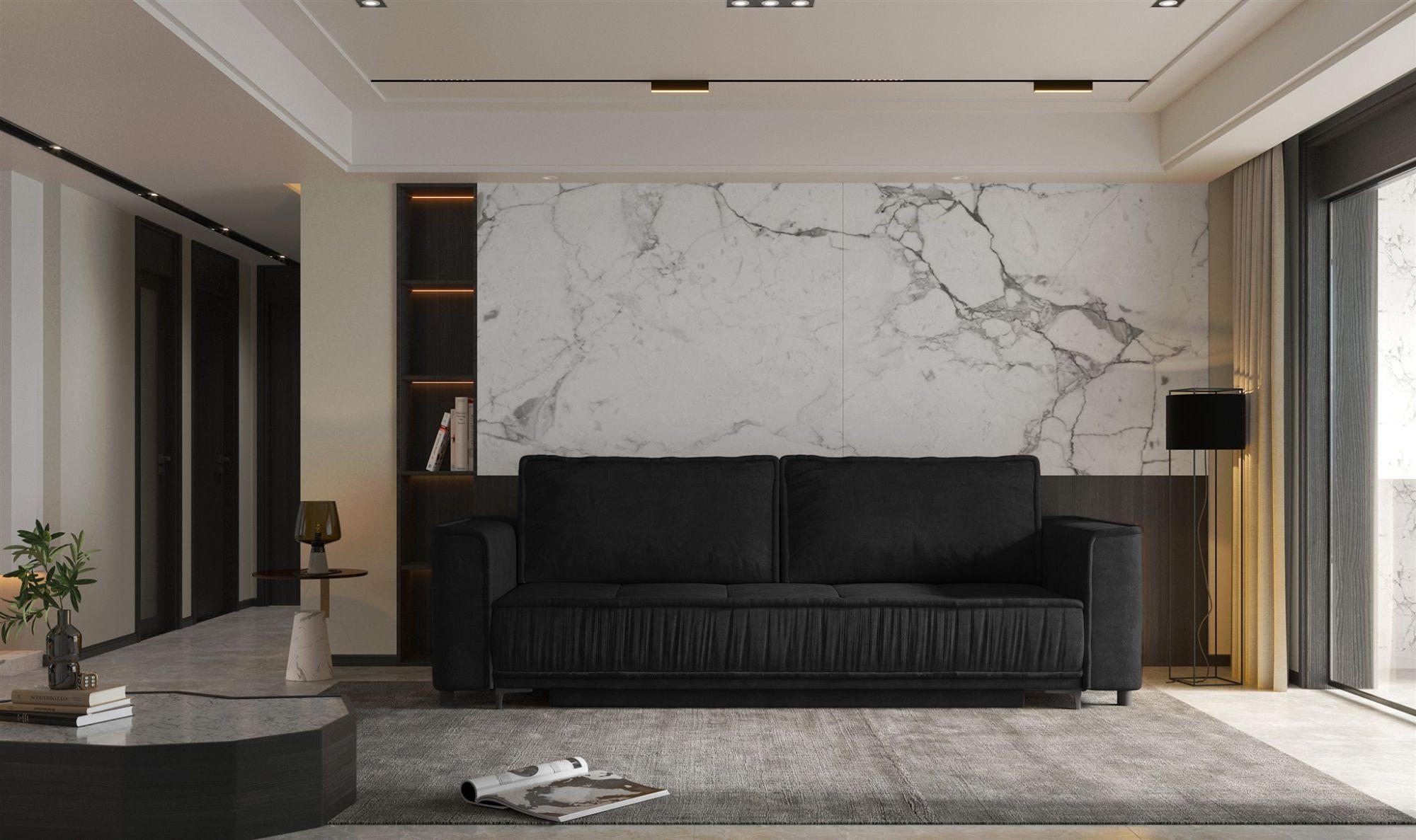 SCHLAFSOFA Juna - Schwarz, Holzwerkstoff/Textil (230/86/85cm) - Fun Möbel