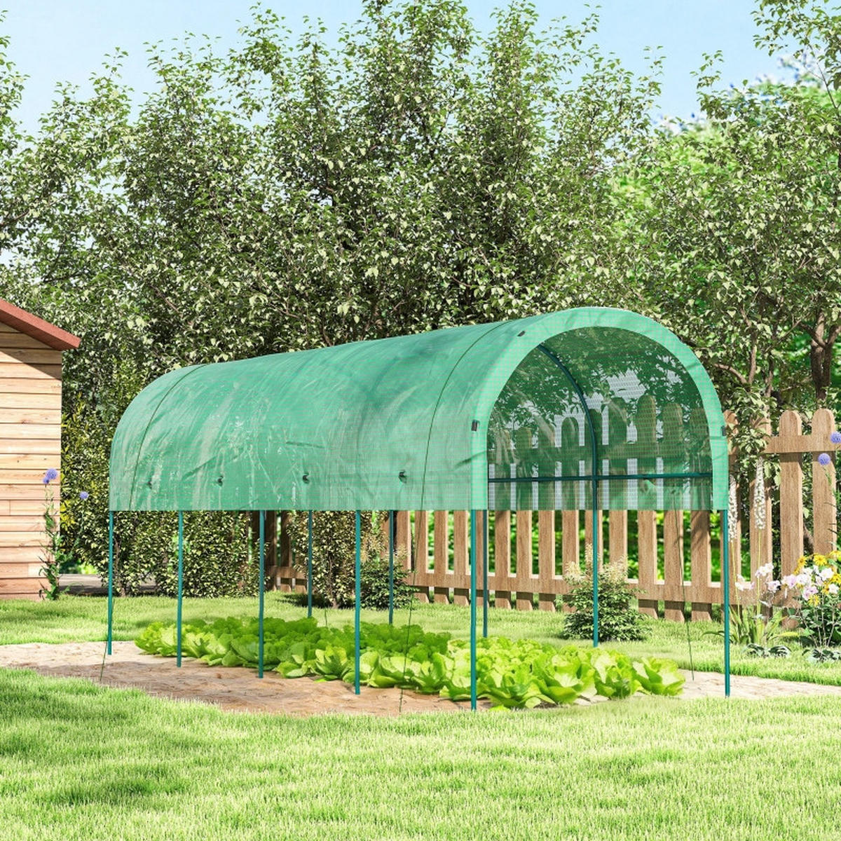 GEWÄCHSHAUS 400x120x170 cm Folie Bogendach grün - Grün, Metall (400/170/120cm) - Fortuna Lai