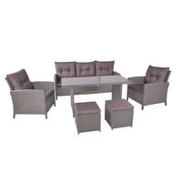 GARTEN-SITZGRUPPE Tove 6-teilig Grau Gartenmöbel-Set - Grau, Kunststoff - DELUKE