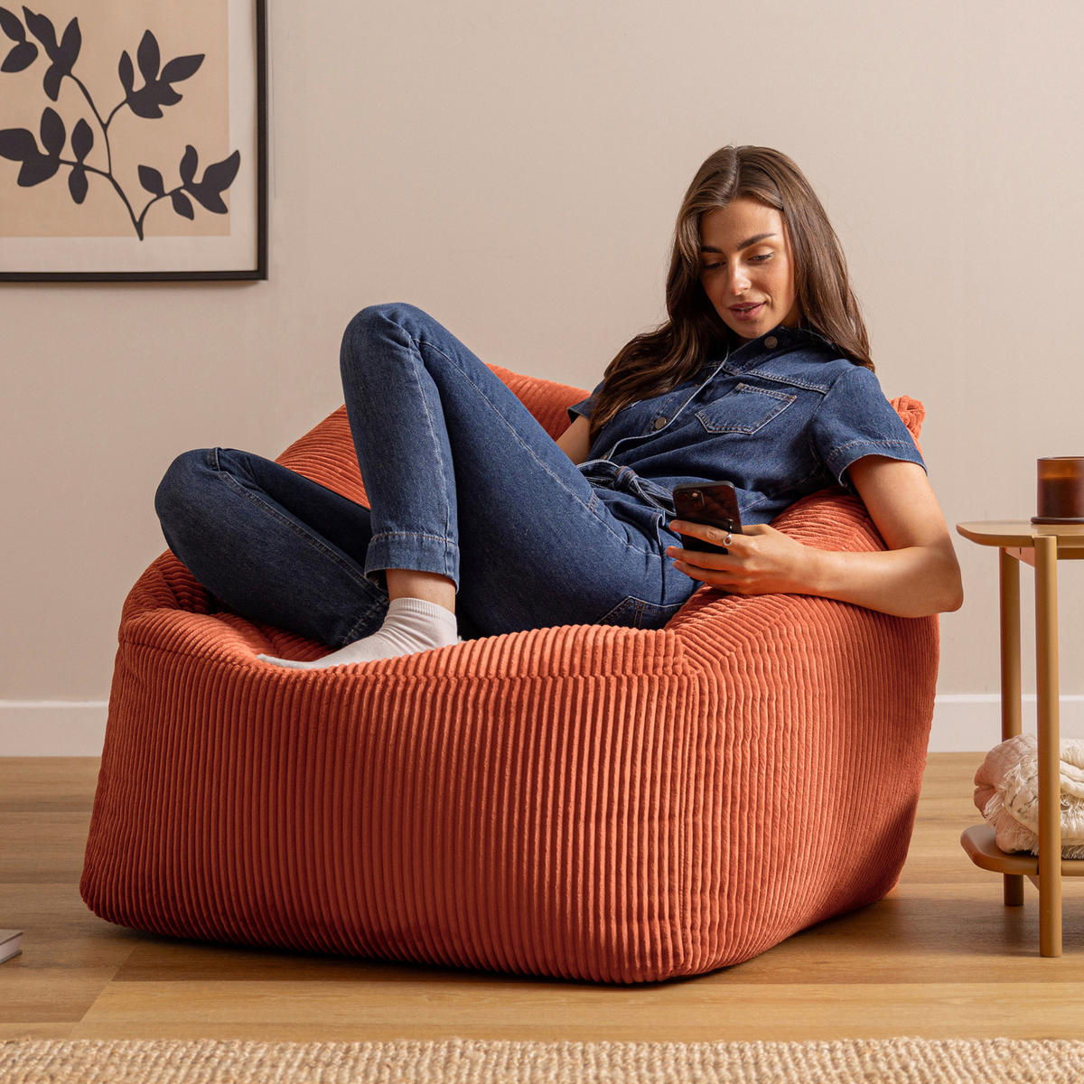 SITZSACK Cord Sessel Natalia - Terracotta, Textil (97/73/84cm) - icon