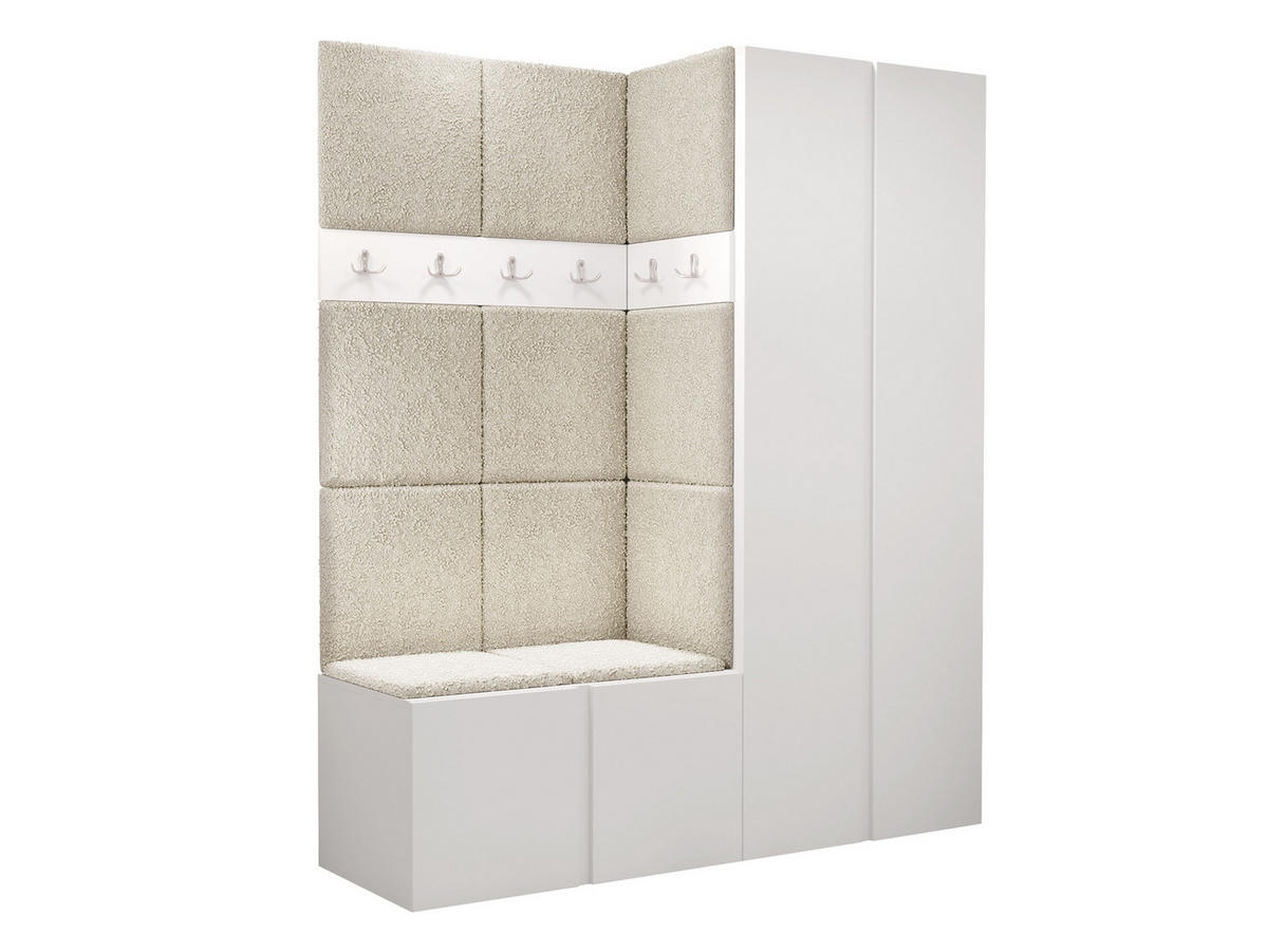 GARDEROBEN-SET Orion III - Creme/Weiß, Holzwerkstoff/Kunststoff (158/186/46cm) - MIRJAN24