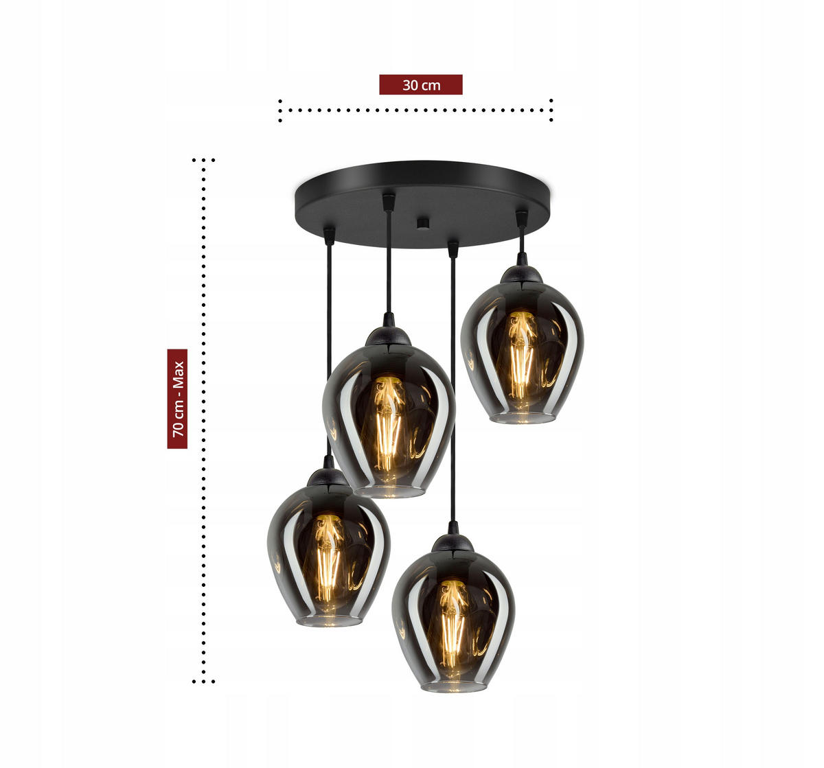 PENDELLEUCHTE Hegel - Transparent/Anthrazit, Glas/Metall (35/35/80cm) - kiki design