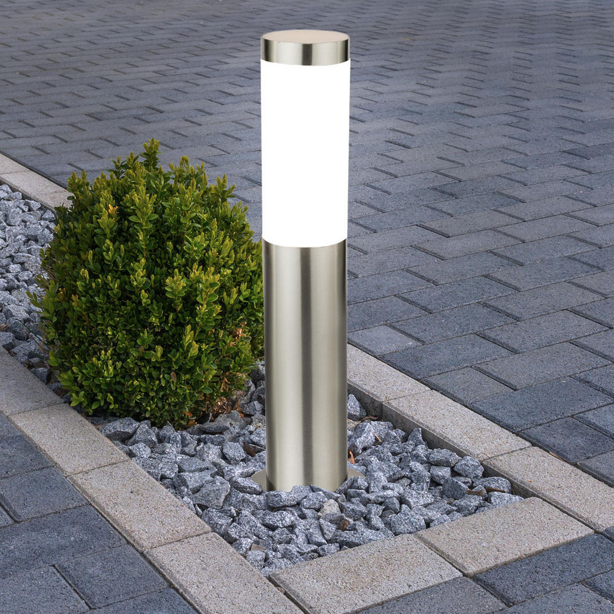 WEGELEUCHTE Edelstahl Silber Opal 4er Set - Silberfarben, Kunststoff (7.6/7.6/45cm) - Globo Lighting