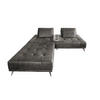 SOFA MIT HOCKER WIOLO Grau Leder - Silberfarben/Grau, Leder (220/83/240cm) - KAWOLA