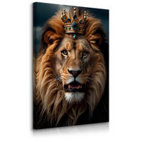 LEINWANDBILD Löwen König Abstraktion 3D Effekt 80cm x 120cm - Beige/Schwarz, Textil (80/120cm) - Muralo