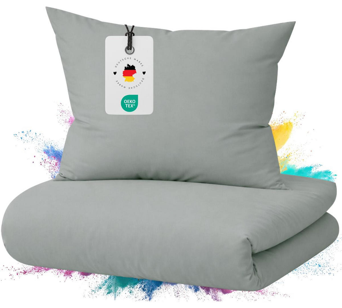 BETTWÄSCHE Mako Satin 135x200 cm aus 100% Baumwolle mit Reißverschluss, Uni Bettbezug 135 x 200 - Dunkelgrau - Dunkelgrau, Textil (135/200cm) - Carpe Sonno