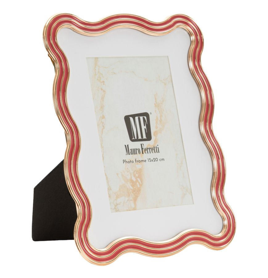 BILDERRAHMEN Elizabeth, Fotoformat 15 x 20 cm, rot und goldfarben, Zink und Glas, Rahmen 17,5 x 1,3 x 22,5 cm - Rot/Goldfarben, Glas/Metall (17.5/22.5/1.3cm) - Mauro Ferretti