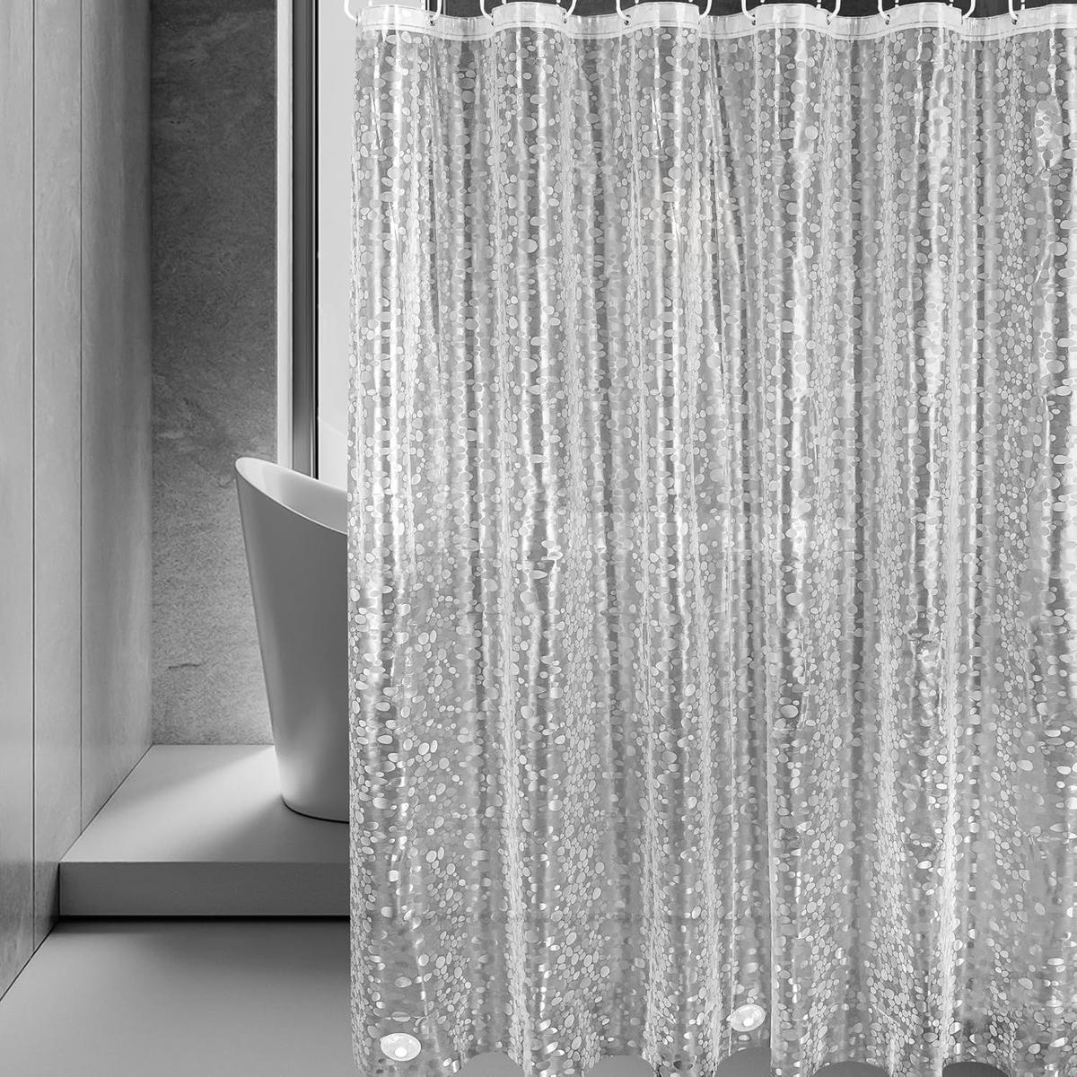 DUSCHVORHANG EVA 12er-Set schimmelresistent wasserdicht mit Magneten für Badewanne - Transparent, Kunststoff (200/120cm) - MCBOSON