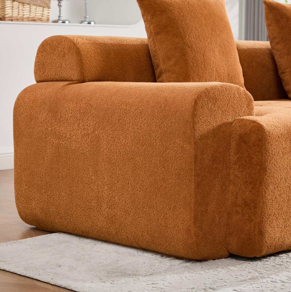 ECKSOFA 97/100/68 cm Orange aus Kordstoff mit Memory-Schaum - Orange, Textil (100/97cm) - OKMYHOME