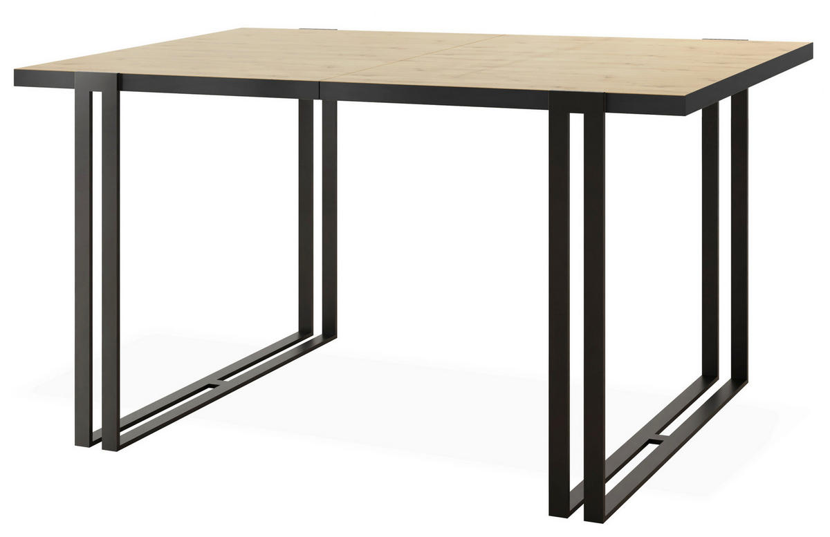 ESSTISCH Marina rechteckig ausziehbar, Artisan Eiche 160-260/90/76 cm - Schwarz/Eiche Artisan, Holzwerkstoff/Metall (160/90/76cm) - WFL GROUP