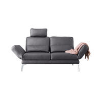 LEDERSOFA HURRICANE Grau Leder - Silberfarben/Grau, Leder (170/87/141cm) - KAWOLA
